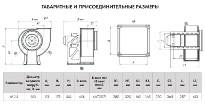 Вентилятор радиальный ВР-86-77-2,5 0,75 кВт 3000 об/мин