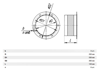 Гибкая вставка  ВГ-200-У-О-ф.н.